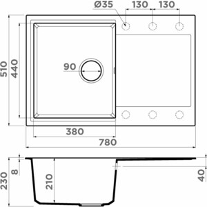 Кухонная мойка Omoikiri Daisen 78T-GR leningrad grey (4993584)