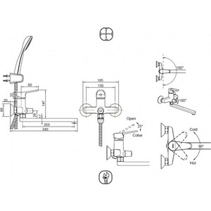 Смеситель для ванны Bravat Eco универсальный с лейкой (F6111147C-LB)