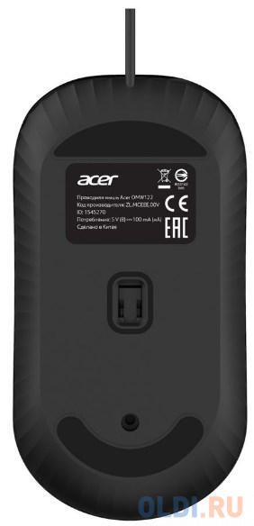 Мышь Acer OMW122 черный оптическая (1200dpi) USB (3but)