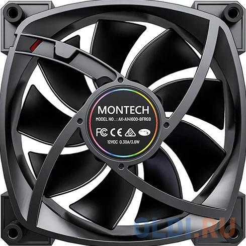 Вентилятор для корпуса Montech AX140 ARGB 140х140x25 черный 4-pin 27.9дБ (AX140 PWM BLACK) Ret в Москвe