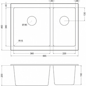 Кухонная мойка EMAR EMQ-2665.PL антрацит