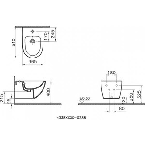 Биде подвесное Vitra Sento (4338B003-0288/1046)