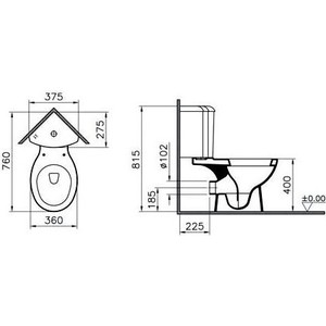 Унитаз-компакт Vitra Arkitekt угловой, с сиденьем (9754B003-7200)