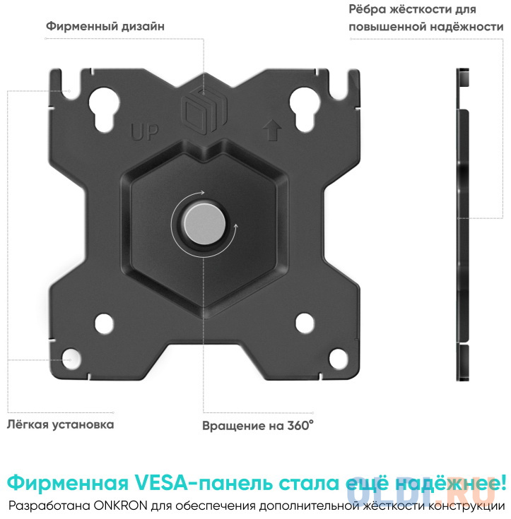 Кронштейн для мониторов Onkron D208E черный 13"-34" макс.16кг настольный поворот и наклон в Москвe