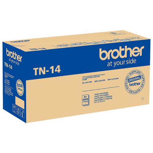 Картридж лазерный Brother TN-14, черный, 4500 страниц, оригинальный для Brother HL-L2371DN / DCP-L2551DN / MFC-L2751DW