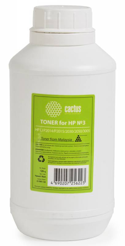 Тонер Cactus CS-THP3-120 черный флакон 120гр. для принтера HP LJ P2014/P2015/2030/2050/3005