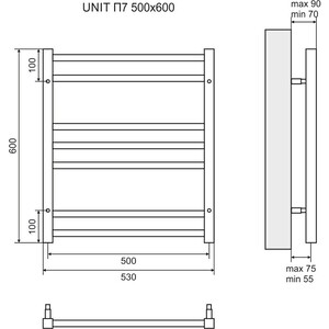 Полотенцесушитель водяной Lemark Unit П7 500x600 черный (LM45607BL) в Москвe