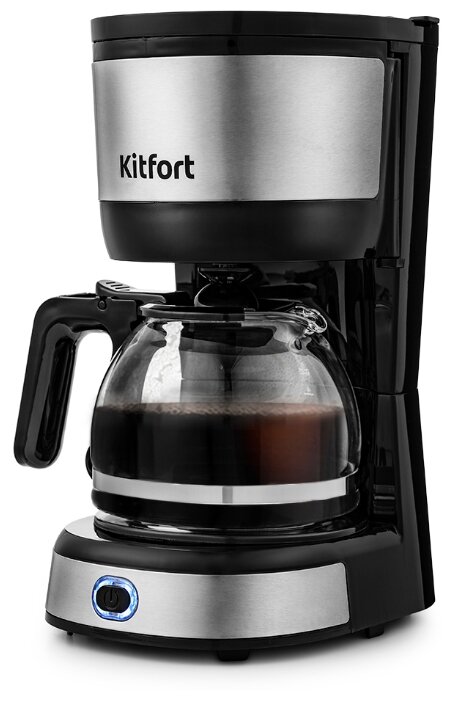 Кофеварка капельная Kitfort КТ-730, 750 Вт, кофе молотый, 600 мл, нержавеющая сталь/черный