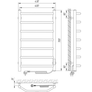 Полотенцесушитель электрический Laris Виктория П7 400х700 правый (73207639) в Москвe