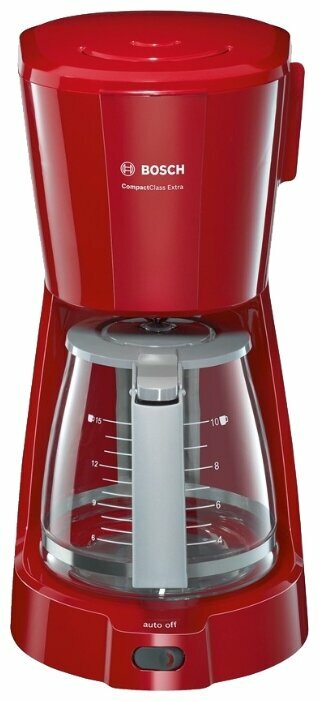Кофеварка капельная Bosch TKA 3A034, 1.1 кВт, кофе молотый, 1.25 л, красный