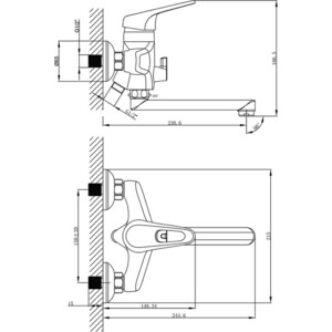 Смеситель для ванны Lemark Luna с душем, хром (LM4113C, LM8063C)