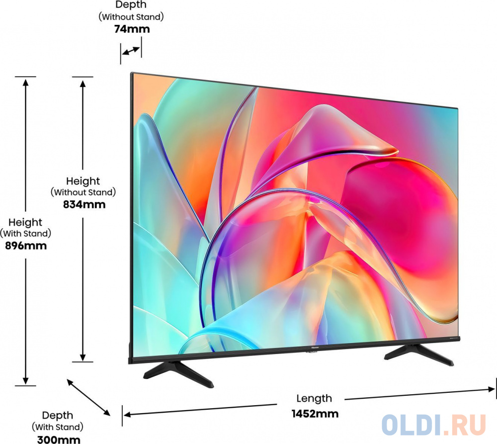 Телевизор QLED Hisense 65" 65E7KQ черный 4K Ultra HD 60Hz DVB-T DVB-T2 DVB-C DVB-S DVB-S2 WiFi Smart TV