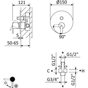 Смеситель для ванны Cezares Leaf хром (LEAF-VDIM-01)