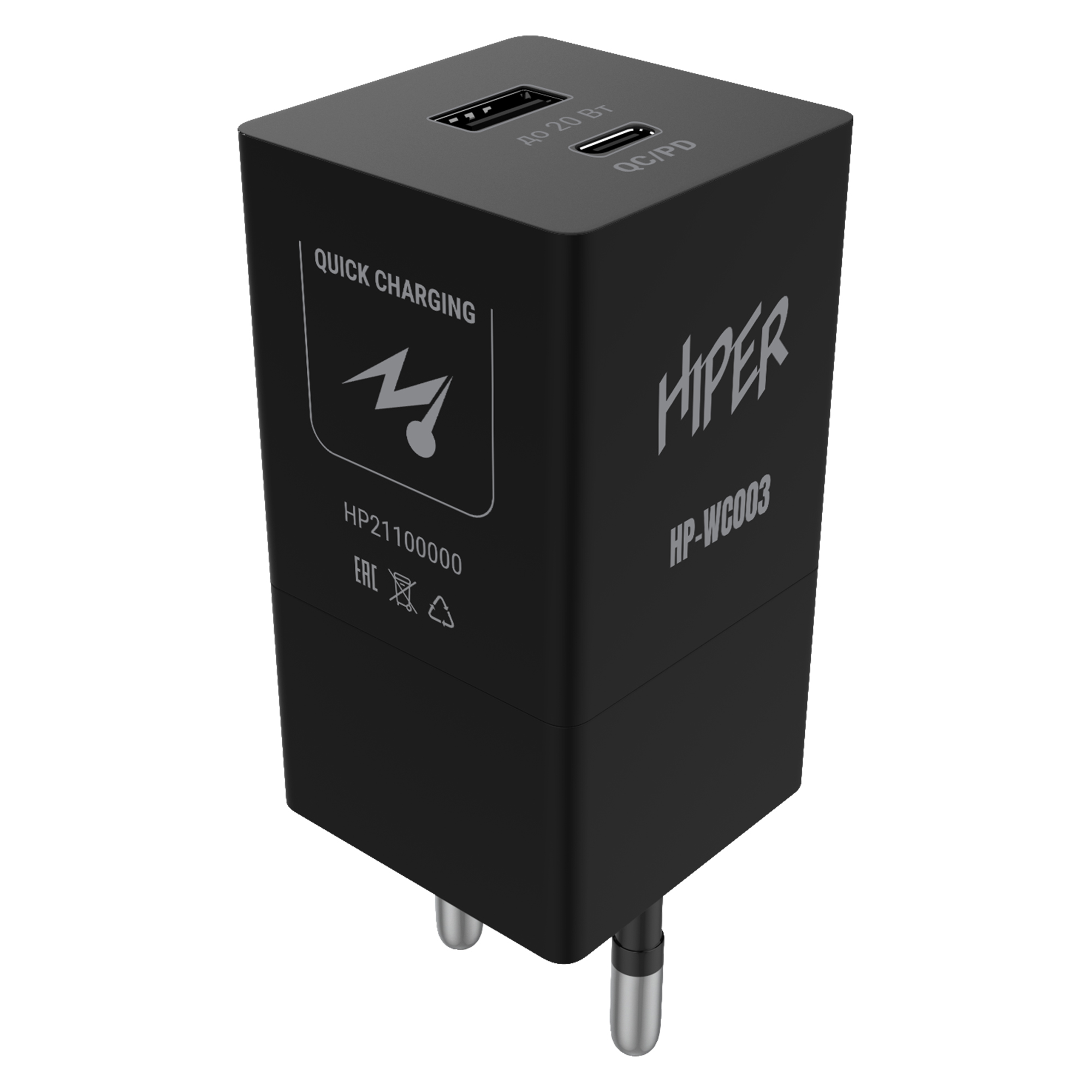 Сетевое зарядное устройство HIPER HP-WC003 20W, 1USB, USB type-C, Quick Charge, PD, 3A, черный в Москвe