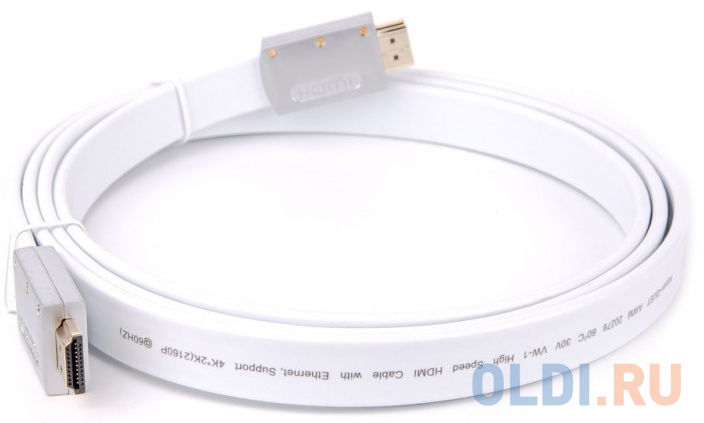 Кабель HDMI 19M/M ver 2.0, 1.8M, AOpen  ACG568F-S-1.8M  серебряно-белый Flat