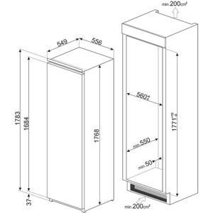 Встраиваемый холодильник Smeg S8L174D3E