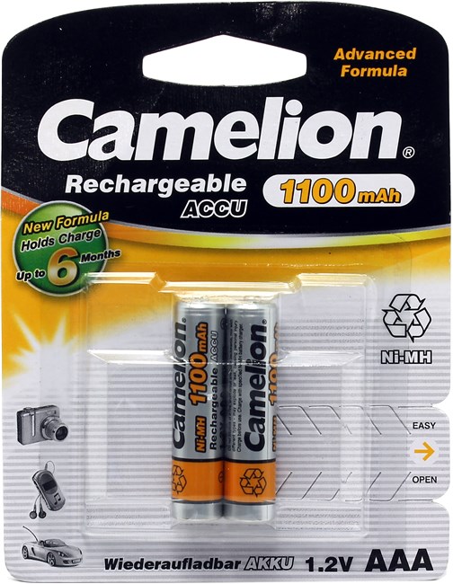 Аккумулятор Camelion NH-AAA1100BP2, AAA, 1.2V 1.1 А·ч, 2 шт