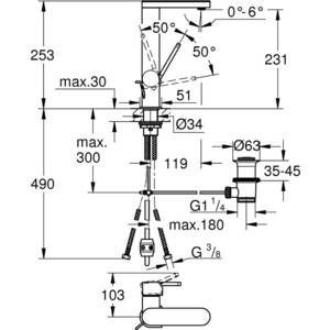 Смеситель для раковины Grohe Plus суперсталь (23843DC3)