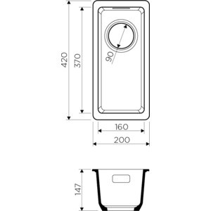 Дополнительная чаша Omoikiri Kata 20-U DC темный шоколад (4993374, 4994105)