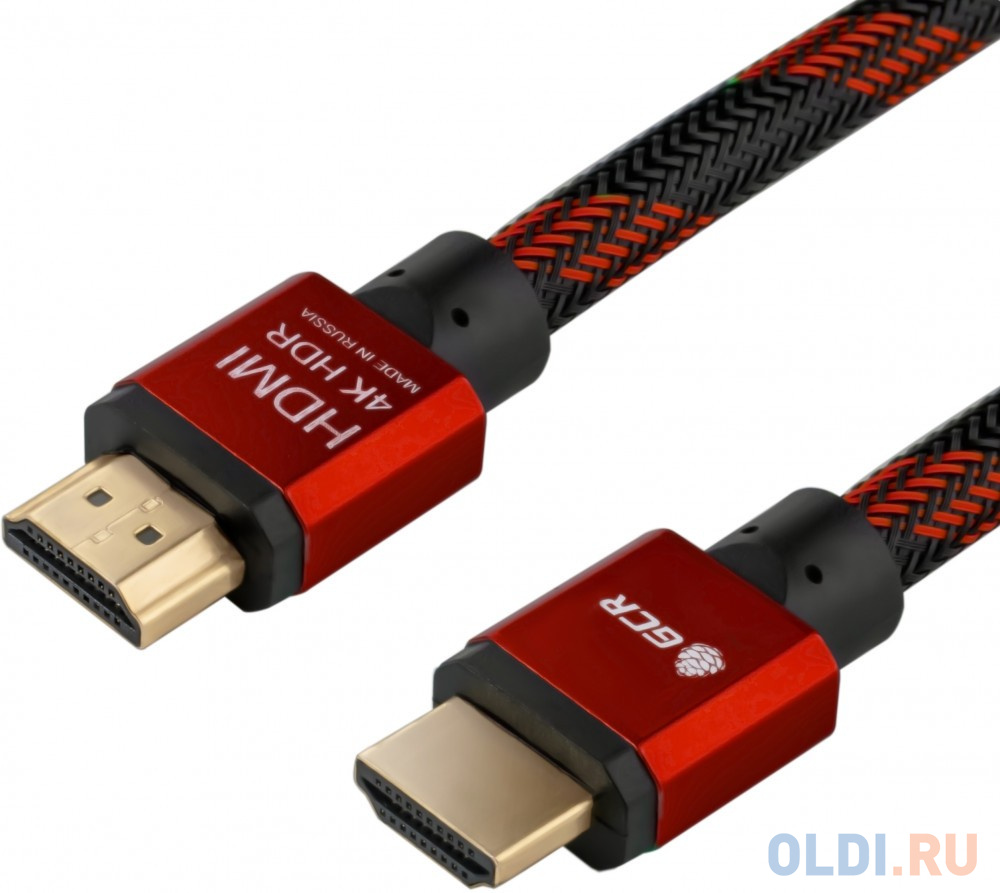 Кабель HDMI 2м Green Connection GCR-51490 круглый черный/красный