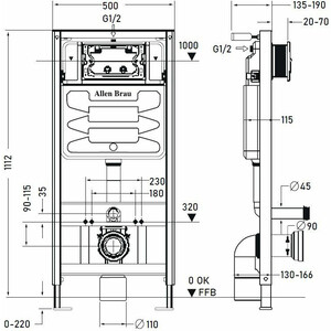 Инсталляция для унитаза Allen Brau Pneumatic с клавишей Liberty белый глянец (9.11100.20, 9.20002.20) в Москвe