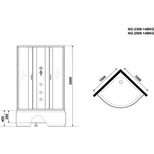 Душевая кабина Niagara NG-2309-14BKG 100х100х215