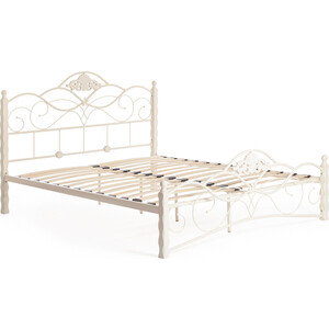 Кровать TetChair Canzona Wood slat base дерево гевея/металл 160x200 (Queen bed) белый (butter white)