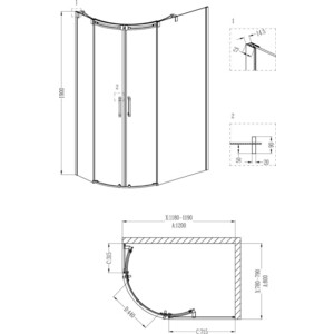 Душевой уголок Grossman Galaxy 120x80 прозрачный, хром, правый (GR-4120R)