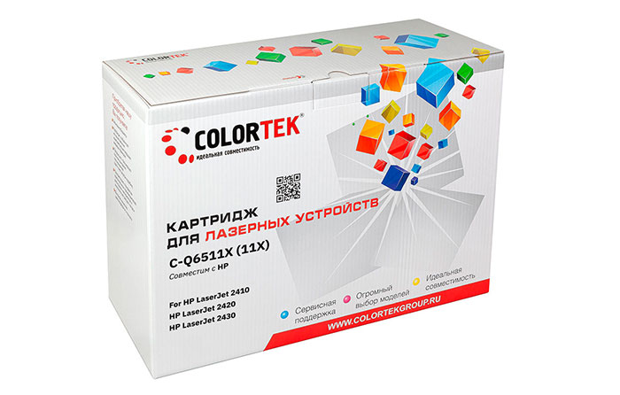 Картридж лазерный Colortek СТ-Q6511X (11X/Q6511X), черный, 12000 страниц, совместимый для LJ 2400/2410/2420/2430