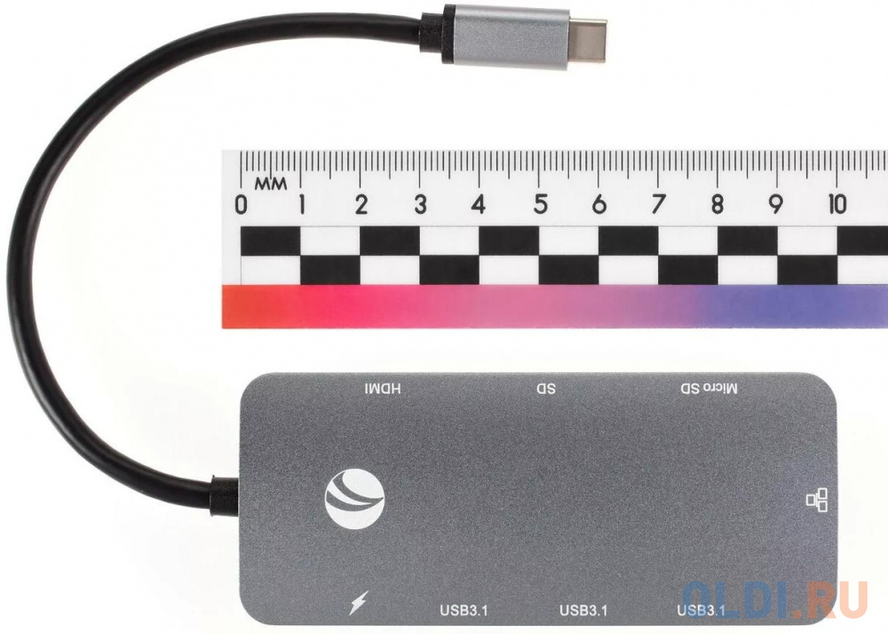 Кабель-адаптер USB3.1 Type-CM-->HDMI 4K*60Hz +3USB3.1(10Гбс)+RJ45+TF+SD+PD VCOM <CU4641>