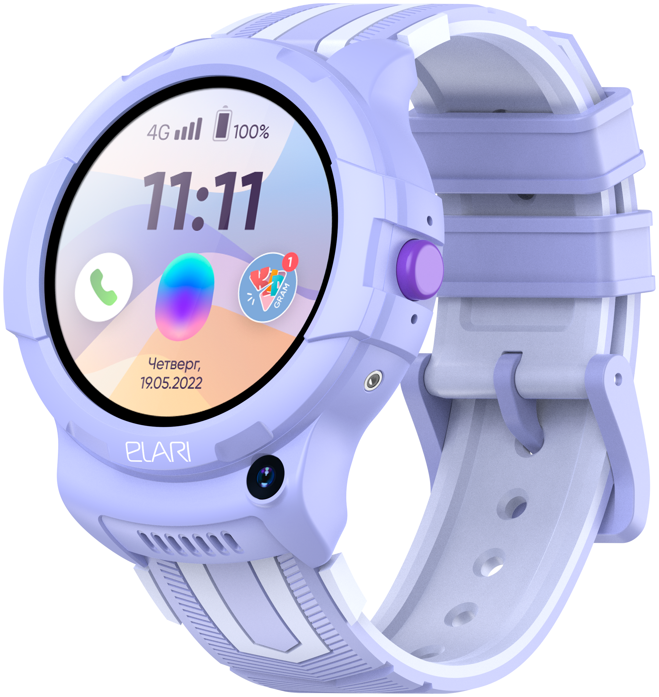Умные часы детские Elari Kidphone 4G Wink, 1.3" TFT, лиловый (Kidphone 4G Wink Lilac)