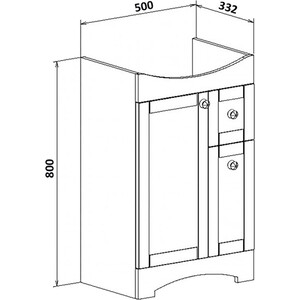 Тумба с раковиной Runo Мерида 55х40 белая (00-00000738, S-UM-CAR55/1-w)