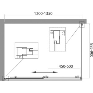 Душевой уголок BelBagno Unique AH-1 135-100х90 прозрачный, хром (UNIQUE-AH-1-120/135-90-C-Cr) в Москвe