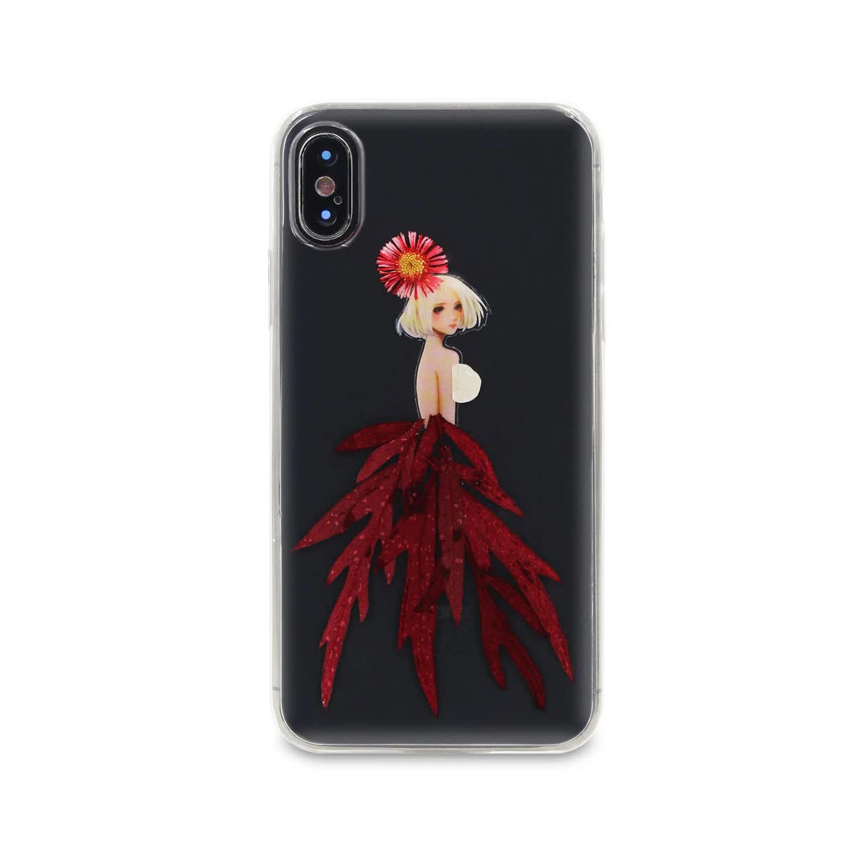 Чехол-накладка DYP Flower Case для Apple iPhone X/XS фея бордовые цветы в Москвe