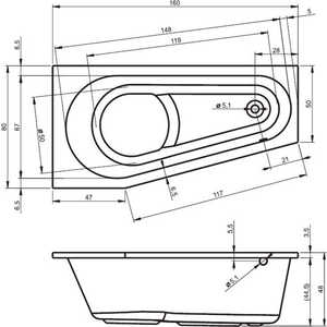 Акриловая ванна Riho Delta 150x80 R правая, без гидромассажа (B066001005)