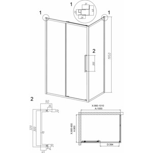 Душевой уголок Grossman Cosmo 100x90 прозрачный, графит сатин (120.K33.02.1090.42.00)