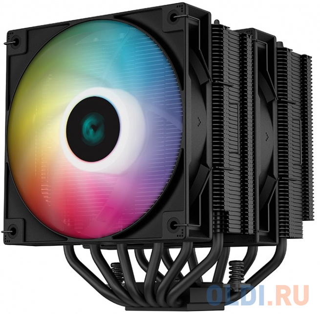 DEEPCOOL AG620 DIGITAL BK ARGB LGA1700/1200/115X/AM5/AM4 (8шт/кор, TDP 260W, PWM, DUAL Fan 120mm, 6 тепл. трубок, черный) RET