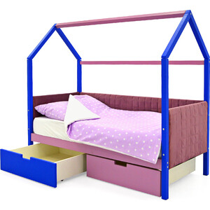 Детская кровать-домик Бельмарко мягкий Svogen синий-лаванда + ящики 1 синий, 1 лаванда