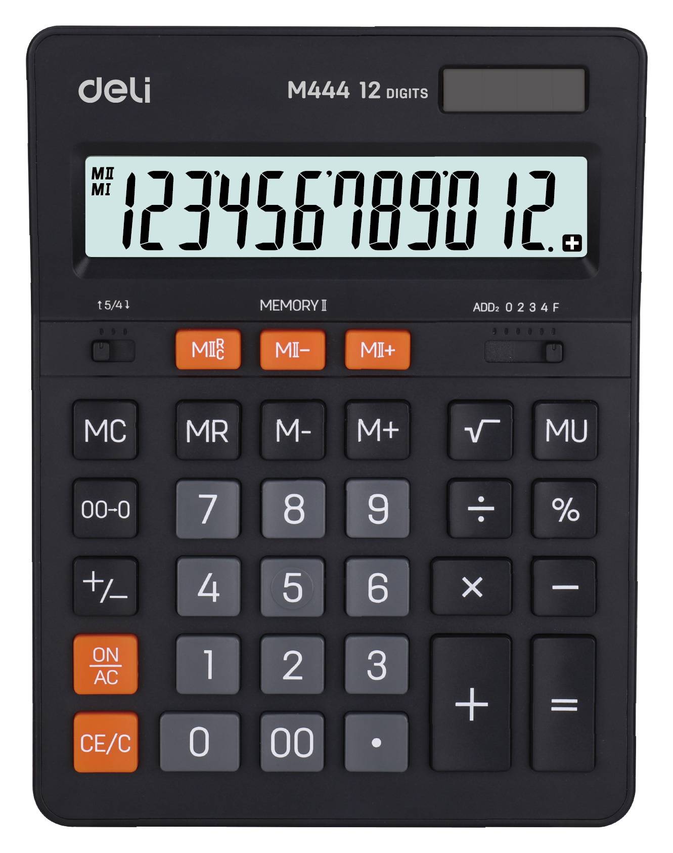 Калькулятор настольный Deli EM444 темно-серый