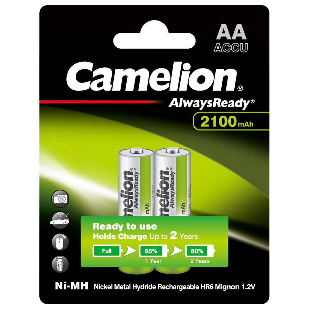 Аккумулятор Camelion Always Ready NH-AA2100ARBP2, AA, 1.2V 2.1 А·ч, 2 шт. (7966) в Москвe