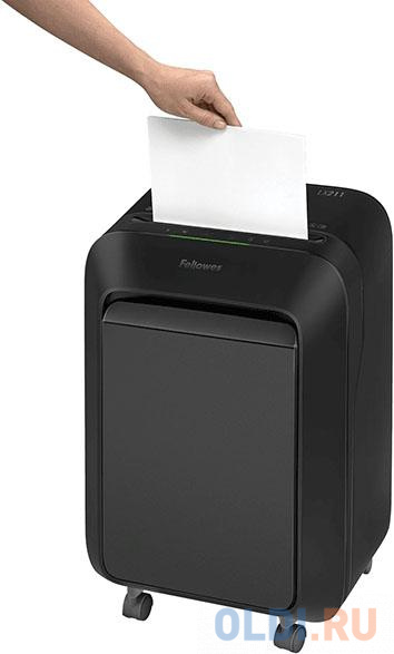 Шредер Fellowes Powershred LX211, черный, DIN P-5, 2х12 мм, 15 лст., 23 лтр, Jam Proof™, SafeSense