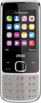 Мобильный телефон INOI 243, 2.4" 320x240 TFT, 32Mb RAM, 64Mb, BT, 2-Sim, 1000 мА·ч, micro-USB, серебристый