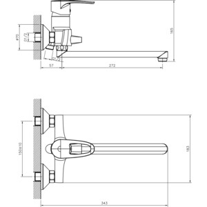 Комплект смесителей Decoroom для раковины и ванны, с душем, хром (DR70011, DR70043)