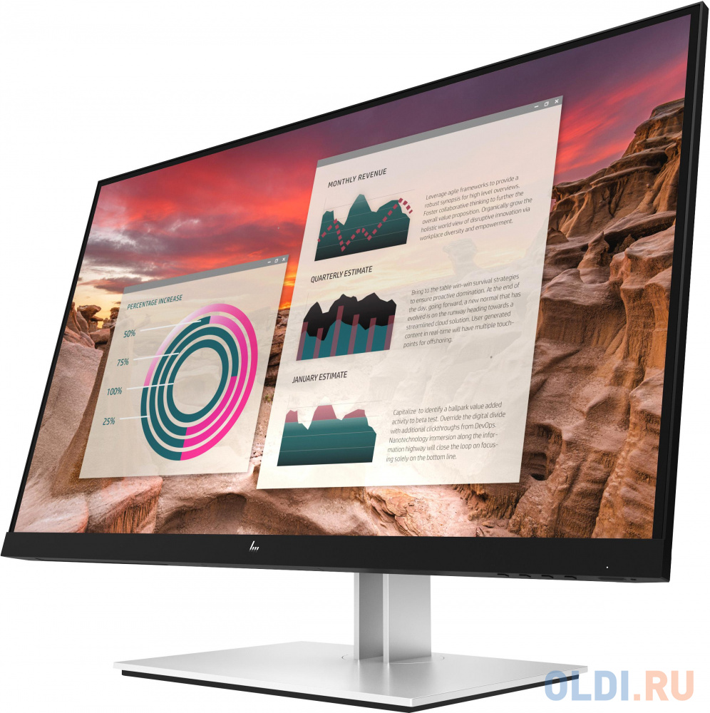 HP E27u G4 27 Monitor 2560x1440, 16:9, IPS, 250 cd/m2, 1000:1, 5ms, HDMI, USB-C, USB, DisplayPort, 50/60 Hz, Silver