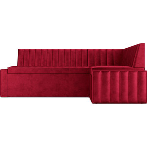 Кухонный диван Mebel Ars Вермут правый угол (бархат красный STAR VELVET 3 DARK RED) 193х82х113 см