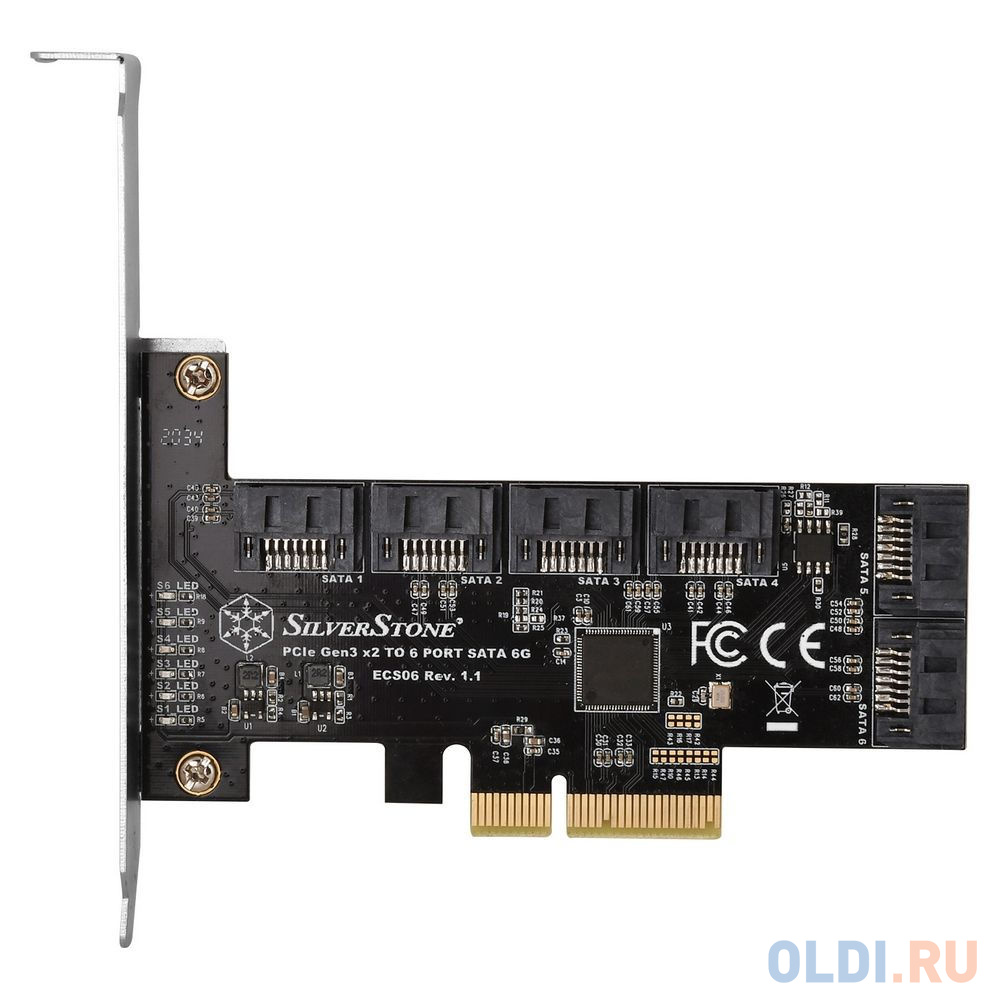 Контроллер Silverstone G46ECS060000010 6 Ports SATA Gen3 (6Gbps) Non-RAID PCI Express Gen3 x2 card в Москвe