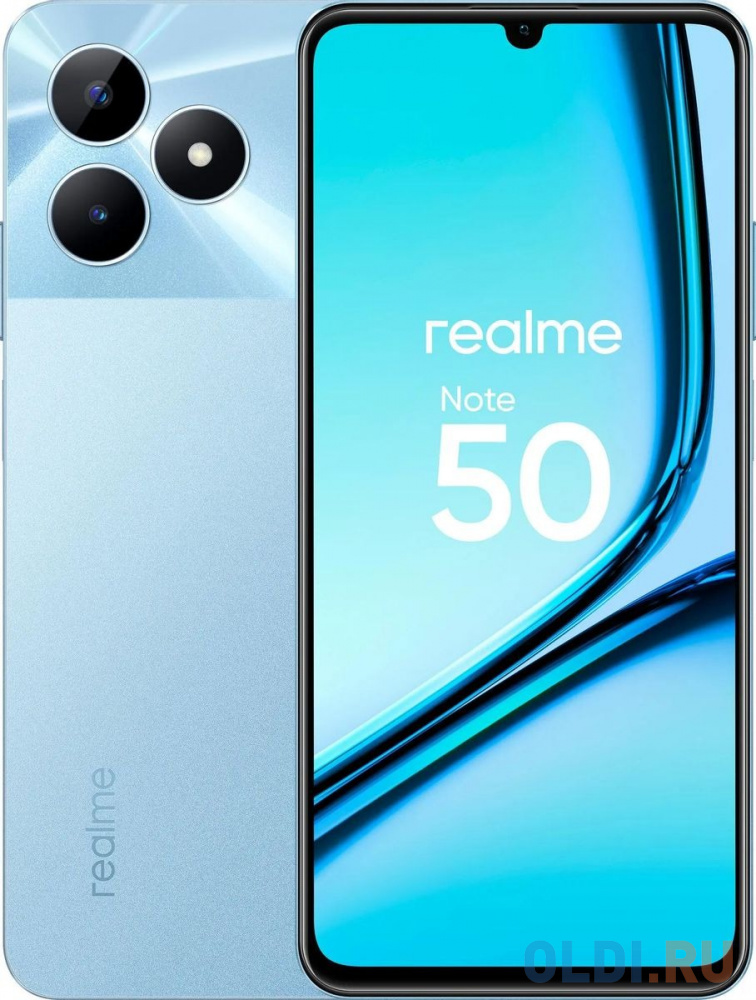 Смартфон Realme RMX3834 Note 50 64Gb 3Gb голубой моноблок 3G 4G 6.74&quot; 720x1600 Android 13 13Mpix 802.11 b/g/n GPS GSM900/1800 GSM1900 TouchSc Mic