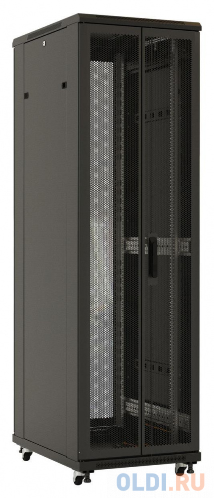 Шкаф серверный Hyperline (TTB-3261-DD-RAL9004) напольный 32U 600x1000мм пер.дв.перфор.2ств. задн.дв.перфор.2-хст. 2 бок.пан. 800кг черный 910мм IP20 с в Москвe