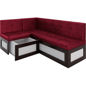 Кухонный диван Mebel Ars Нотис левый угол (бархат красный STAR VELVET 3 DARK RED) 207х82х132 см