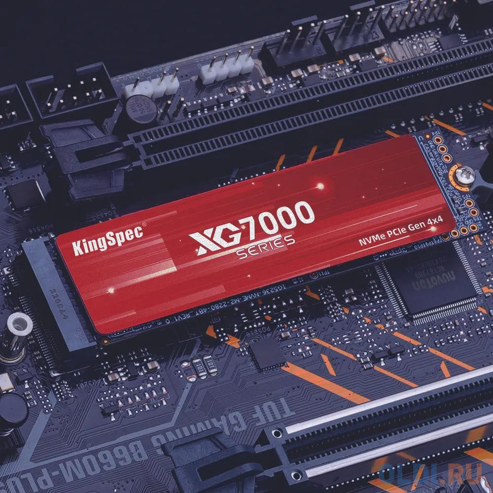 Твердотельный накопитель/ Kingspec SSD XG7000-512 2280, 2048GB, M.2(22x80mm), NVMe, PCIe 4.0 x4, 3D NAND, R/W 7400/6400MB/s, IOPs 700 000/600 000, TBW